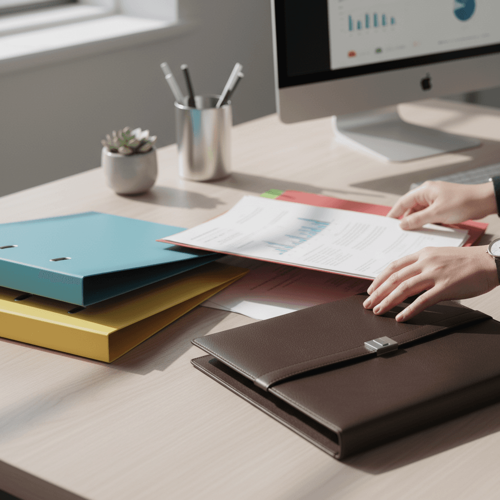 Year-end tax document organization system with files and checklists
